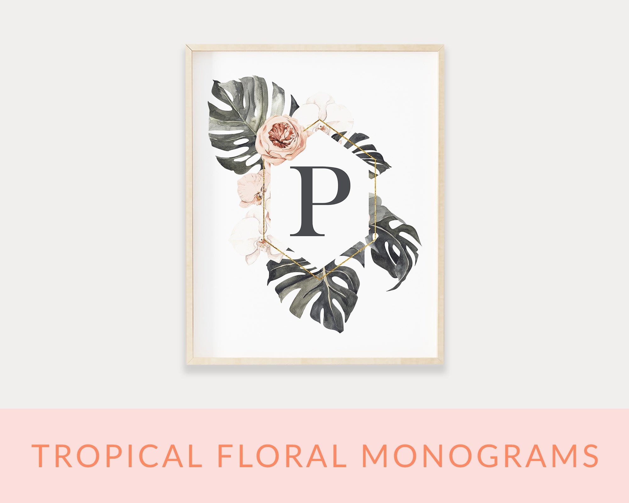 Tropical Floral Letter M Monogram Printable Wall Art, Digital Download –  Delva B. Tree