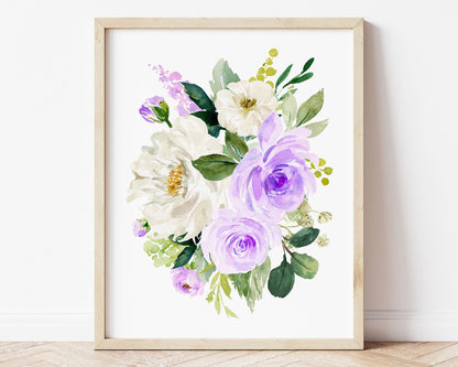 Watercolor Purple Peony Printable Wall Art, Digital Download