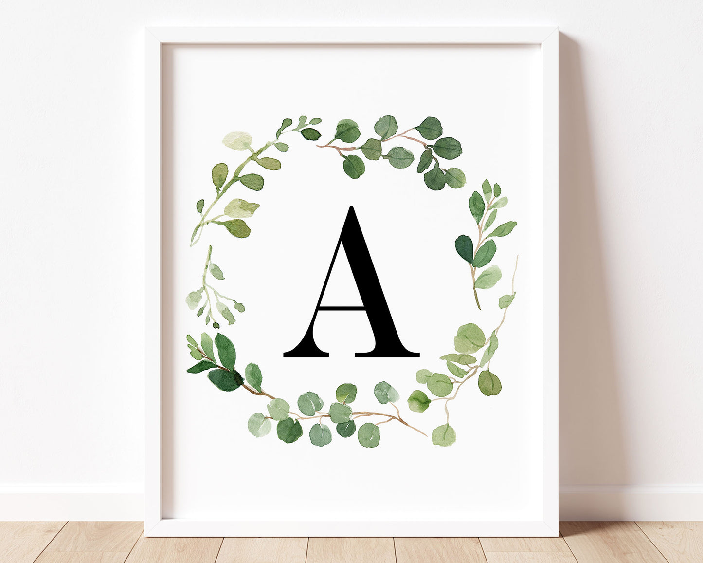 Greenery Letter A Printable Wall Art, Digital Download