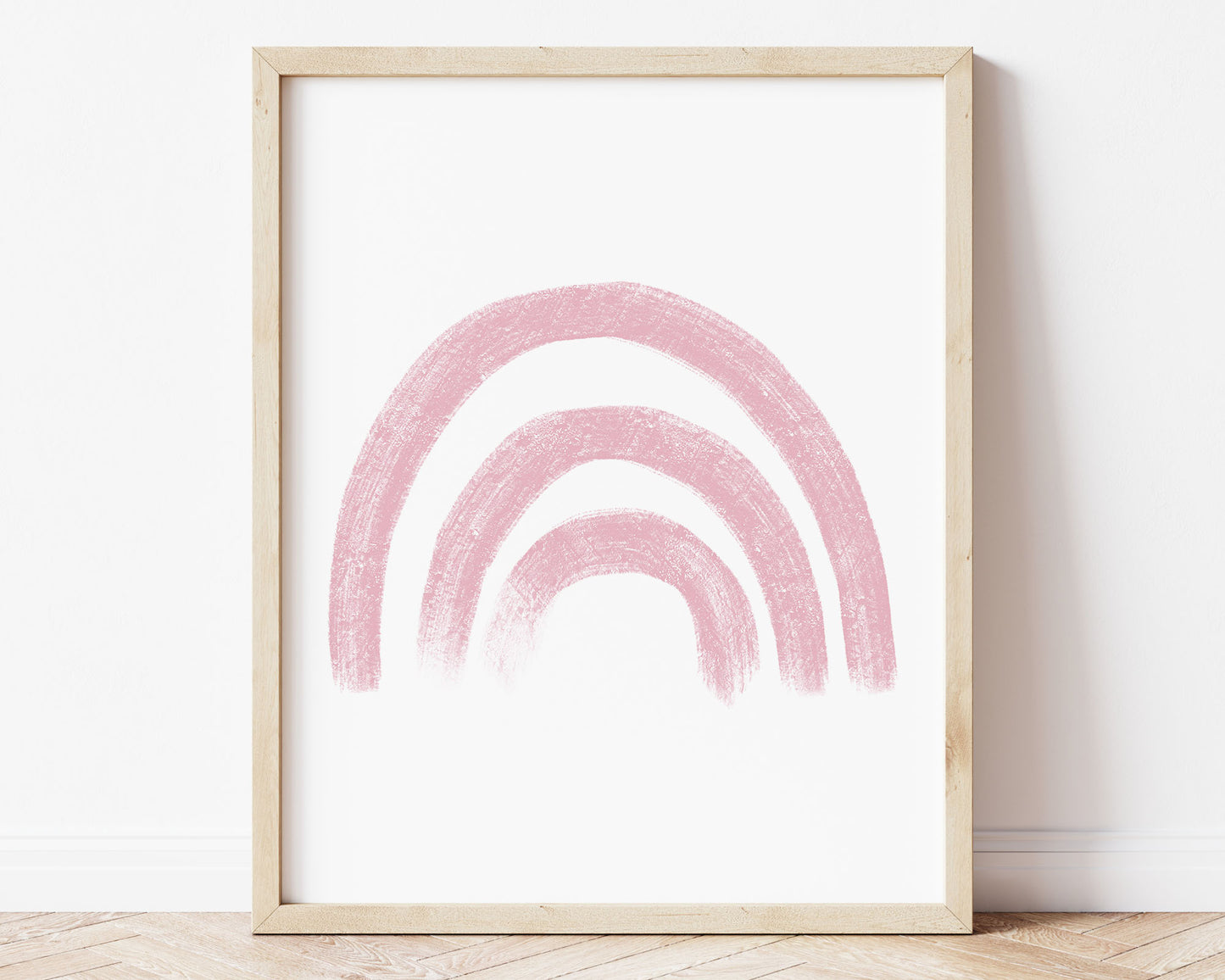 Pink rainbow in chalky brushstroke illlustration style perfect for Baby Nursery Décor, Little Boys Bedroom Wall Art, Toddler Girls Room Wall Hangings, Kiddos Bathroom Wall Art and Childrens Playroom Décor.