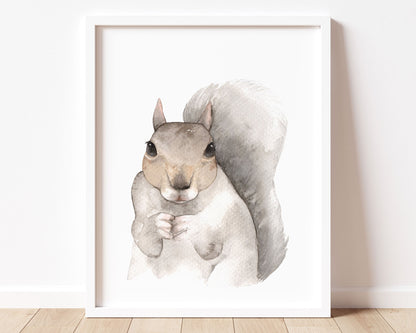 Watercolor Squirrel Printable Wall Art, Digital Download