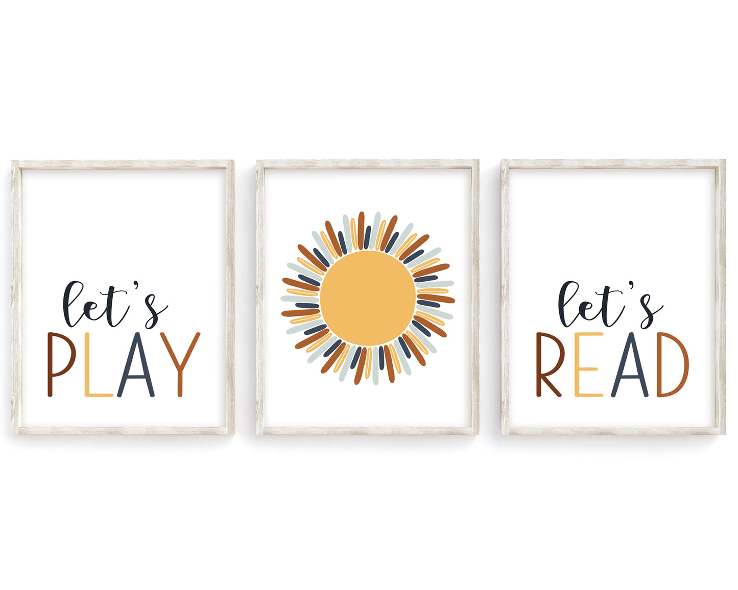 Let's Play Let's Read Sunshine Printable Wall Art Set of 3, Digital Download