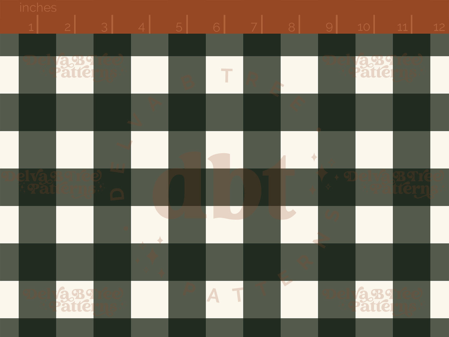 1" thyme green and off white gingham seamless pattern scale digital file for small shops that make handmade products in small batches.