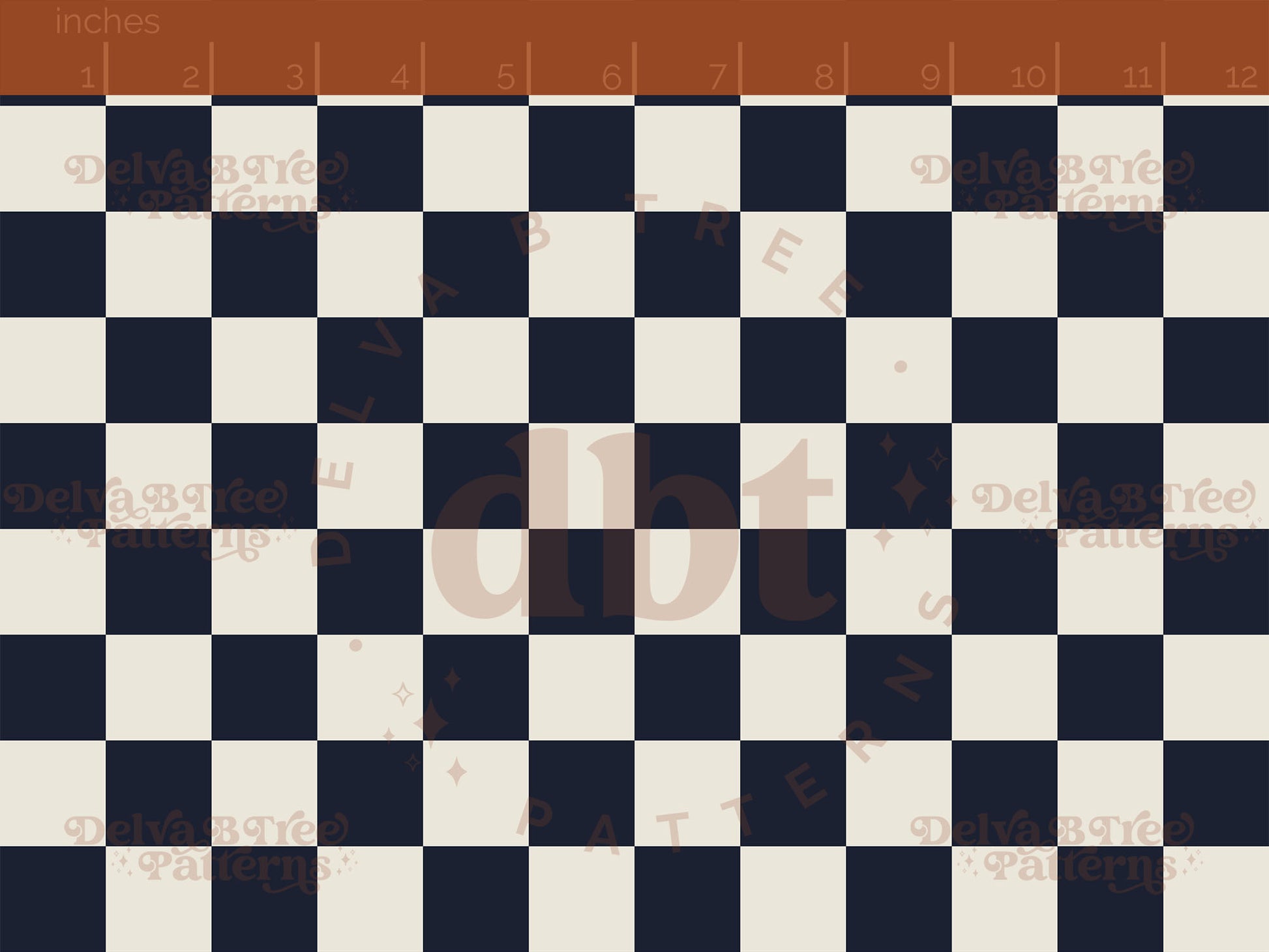 1" navy blue and alabaster / vintage off white checkers seamless pattern scale digital file for small shops that make handmade products in small batches.