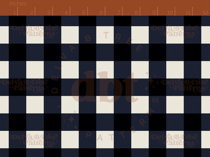1" navy blue and alabaster / vintage off white gingham seamless pattern scale digital file for small shops that make handmade products in small batches.