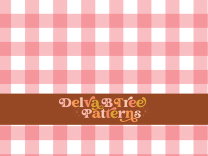 One inch pink and white gingham seamless file for fabric printing. Classic Buffalo Checked Repeat Pattern for textiles, polymailers, baby lovey blankets, nursery crib bedding, kids clothing, girls hair accessories, home decor accents, pet products.