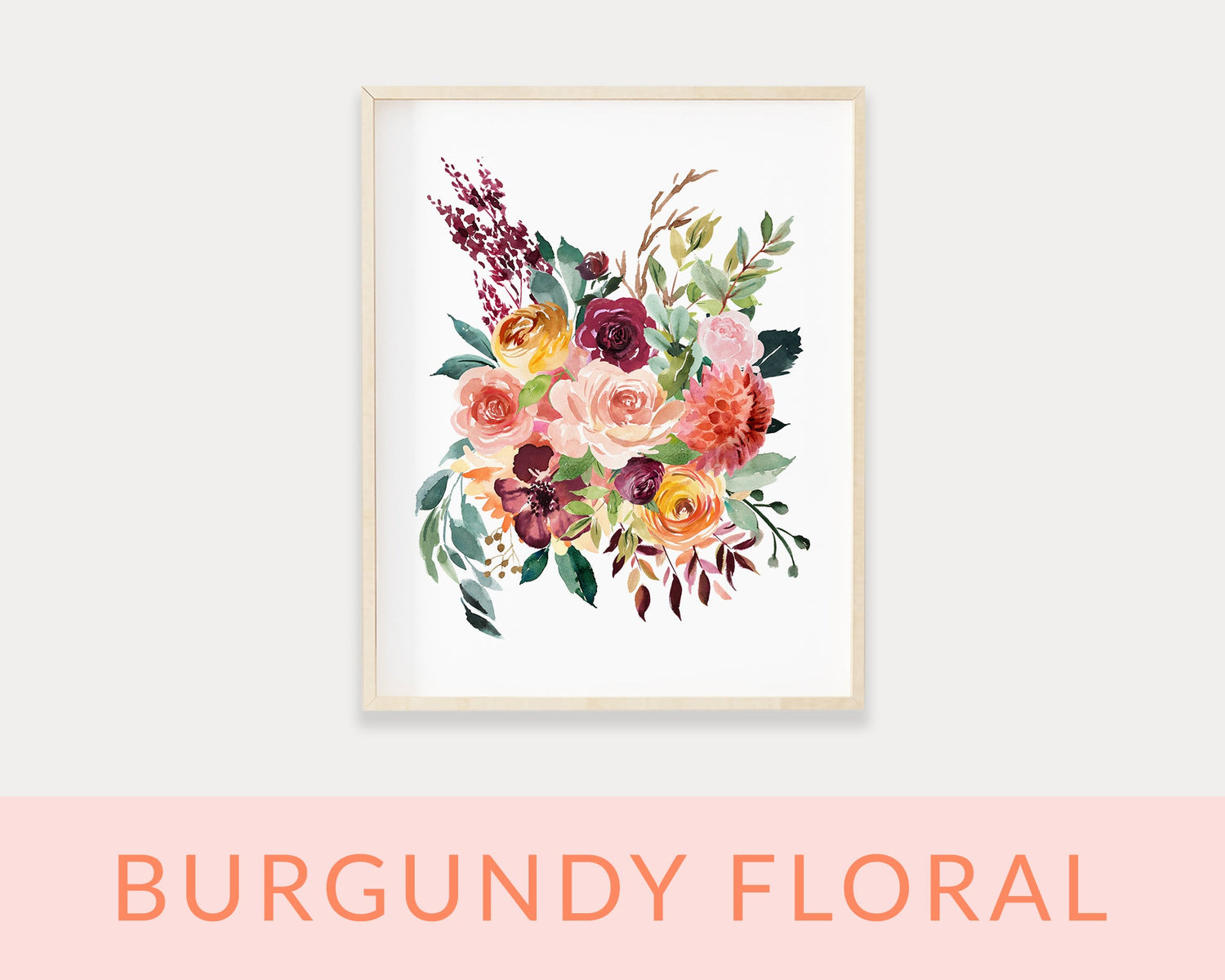 Burgundy Floral Printable Wall Art