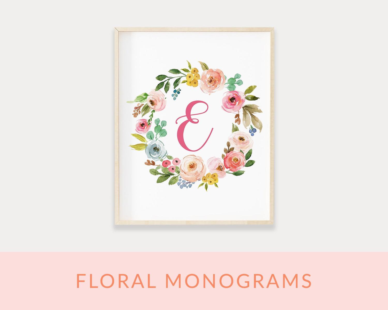 Floral Monogram Printable Wall Art