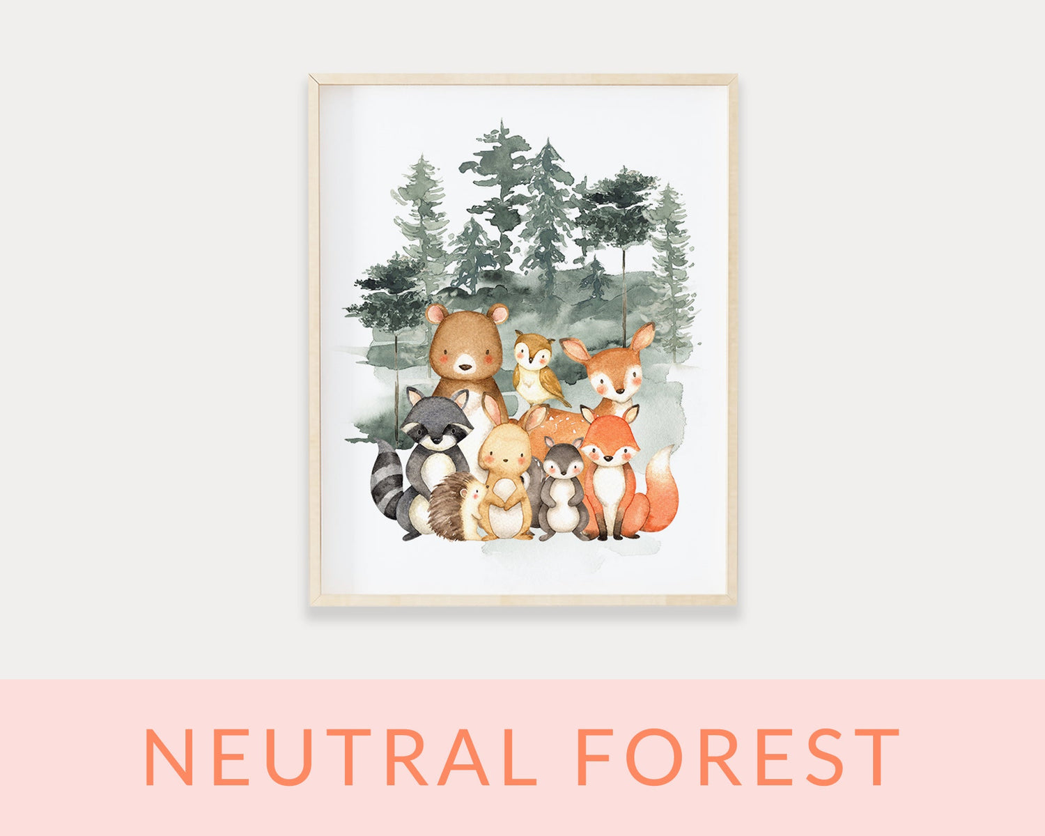 Neutral Forest Animals Printable Wall Art