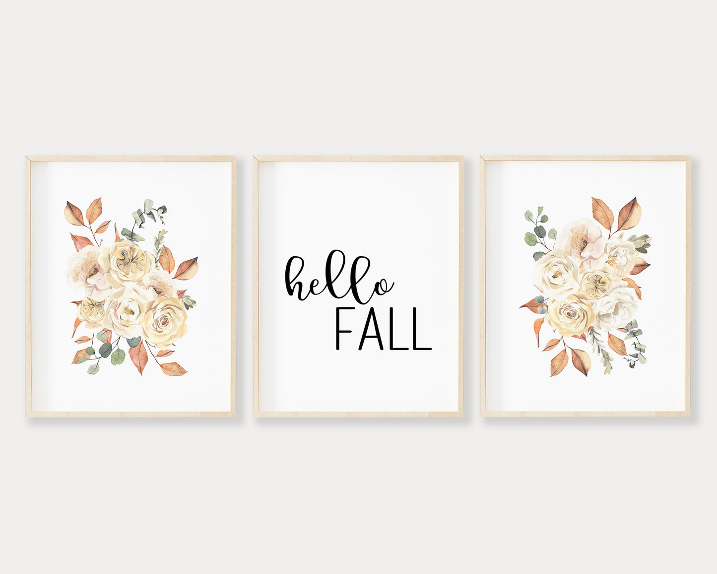 Hello Fall Printable Wall Art Set of 3, Digital Download