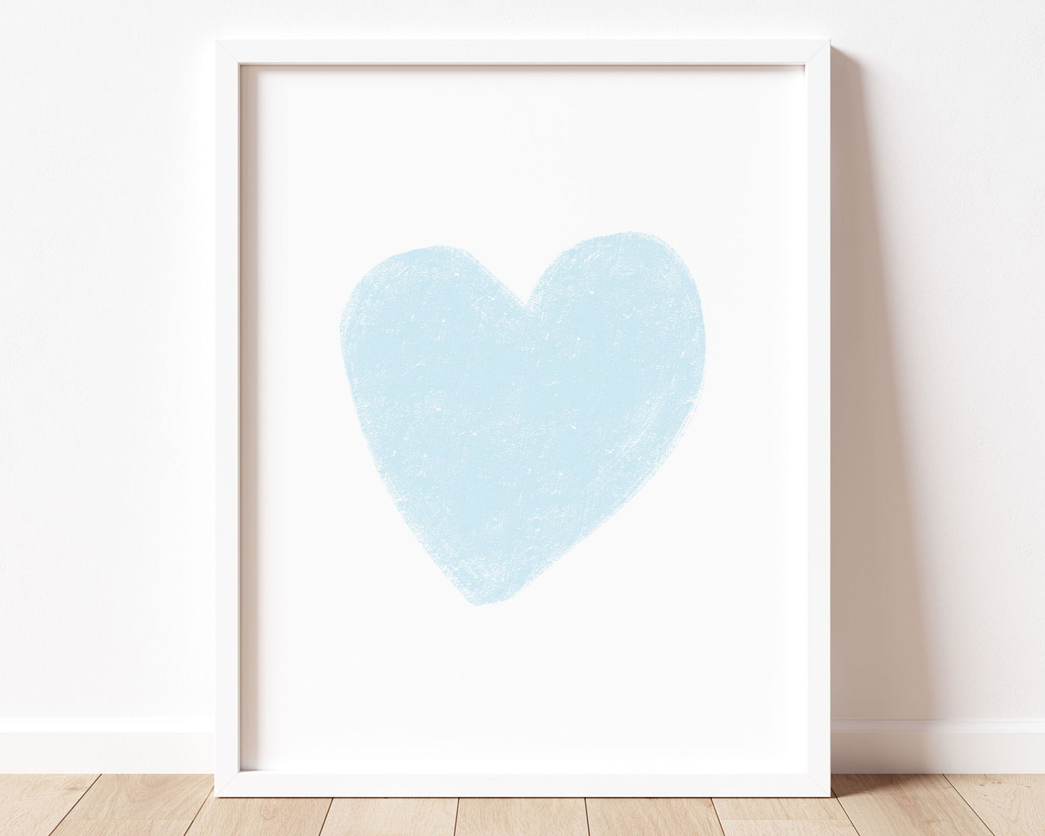 Baby blue heart in chalky brushstroke illlustration style perfect for Baby Nursery Décor, Little Boys Bedroom Wall Art, Toddler Girls Room Wall Hangings, Kiddos Bathroom Wall Art and Childrens Playroom Décor.