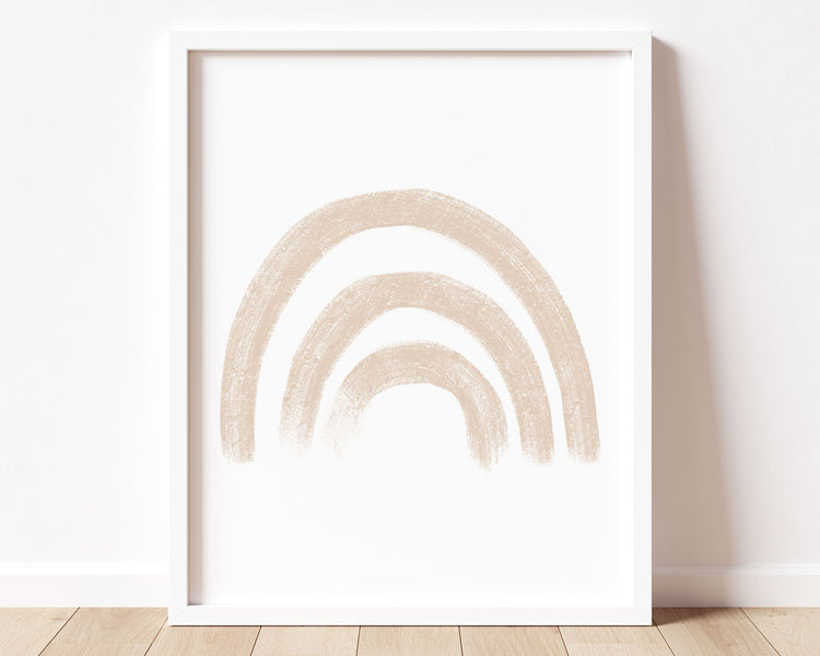 Neutral beige rainbow in chalky brushstroke illlustration style perfect for Baby Nursery Décor, Little Boys Bedroom Wall Art, Toddler Girls Room Wall Hangings, Kiddos Bathroom Wall Art and Childrens Playroom Décor.