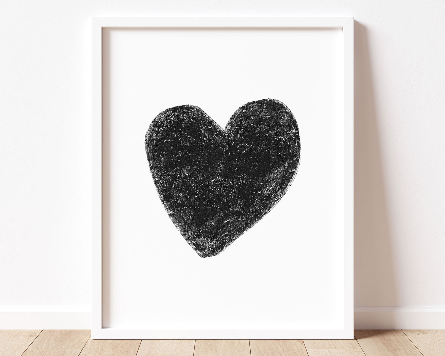 Black heart in chalky brushstroke illlustration style perfect for Baby Nursery Décor, Little Boys Bedroom Wall Art, Toddler Girls Room Wall Hangings, Kiddos Bathroom Wall Art and Childrens Playroom Décor.