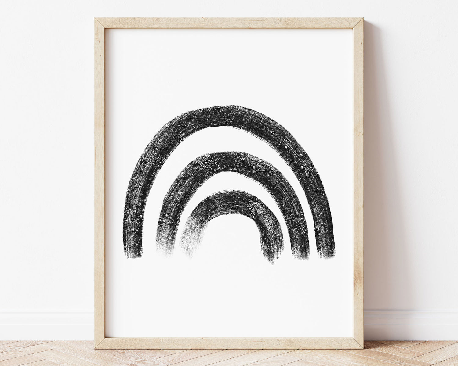 Black rainbow in chalky brushstroke illlustration style perfect for Baby Nursery Décor, Little Boys Bedroom Wall Art, Toddler Girls Room Wall Hangings, Kiddos Bathroom Wall Art and Childrens Playroom Décor.