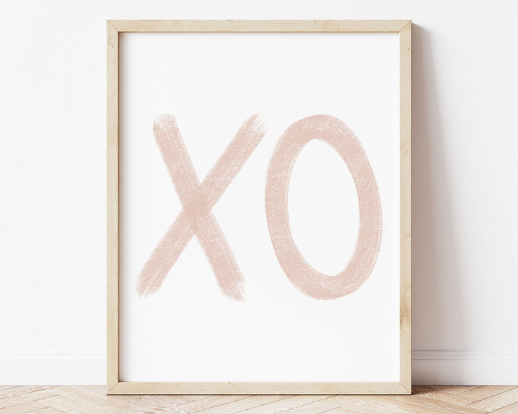 Blush pink XO in chalky brushstroke illlustration style perfect for Baby Nursery Décor, Little Boys Bedroom Wall Art, Toddler Girls Room Wall Hangings, Kiddos Bathroom Wall Art and Childrens Playroom Décor.
