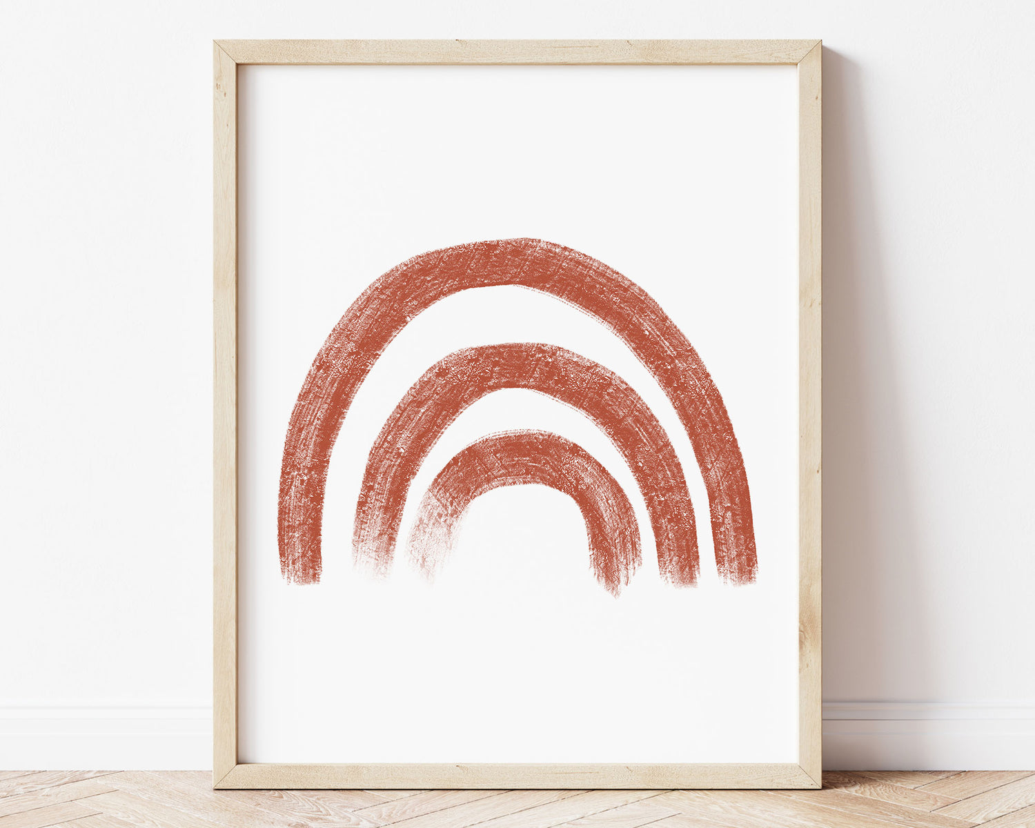 Burnt orange rainbow in chalky brushstroke illlustration style perfect for Baby Nursery Décor, Little Boys Bedroom Wall Art, Toddler Girls Room Wall Hangings, Kiddos Bathroom Wall Art and Childrens Playroom Décor.