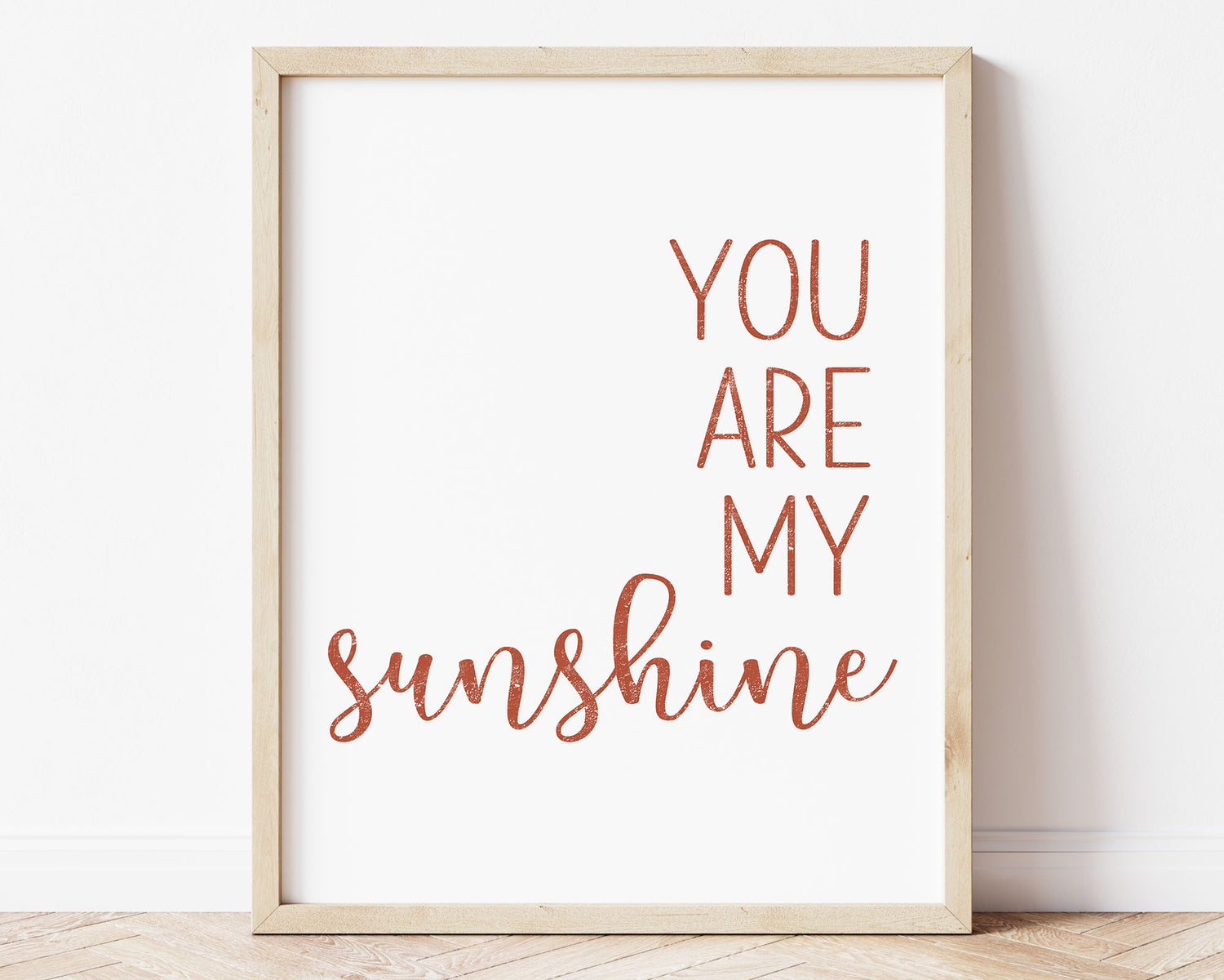 Burnt orange You Are My Sunshine in textured lettering perfect for Baby Nursery Décor, Little Boys Bedroom Wall Art, Toddler Girls Room Wall Hangings, Kiddos Bathroom Wall Art and Childrens Playroom Décor.