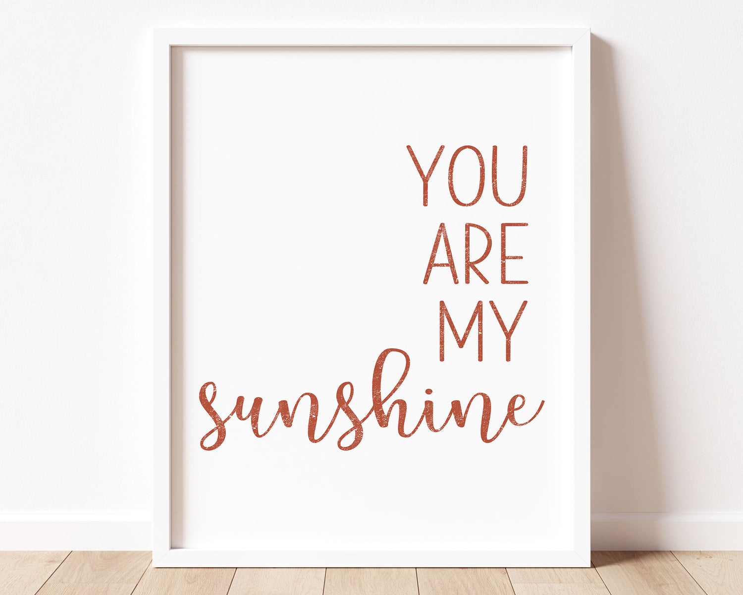 Burnt orange You Are My Sunshine in textured lettering perfect for Baby Nursery Décor, Little Boys Bedroom Wall Art, Toddler Girls Room Wall Hangings, Kiddos Bathroom Wall Art and Childrens Playroom Décor.