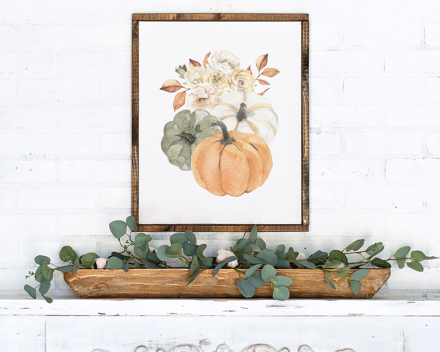 Watercolor Pumpkins Printable Wall Art, Digital Download