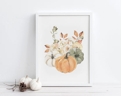 Pumpkin Fall Bouquet Printable Wall Art, Digital Download