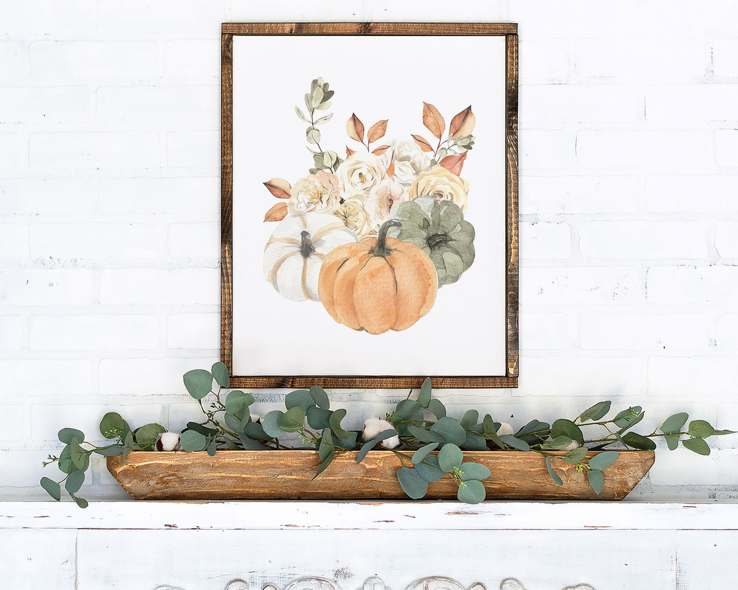 Pumpkin Fall Bouquet Printable Wall Art, Digital Download