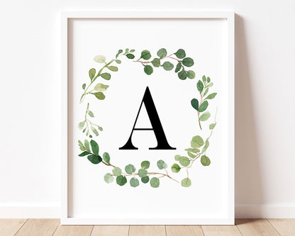 Greenery Letter A Printable Wall Art, Digital Download