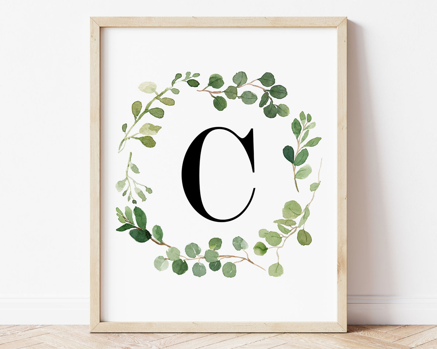 Greenery Letter C Printable Wall Art, Digital Download