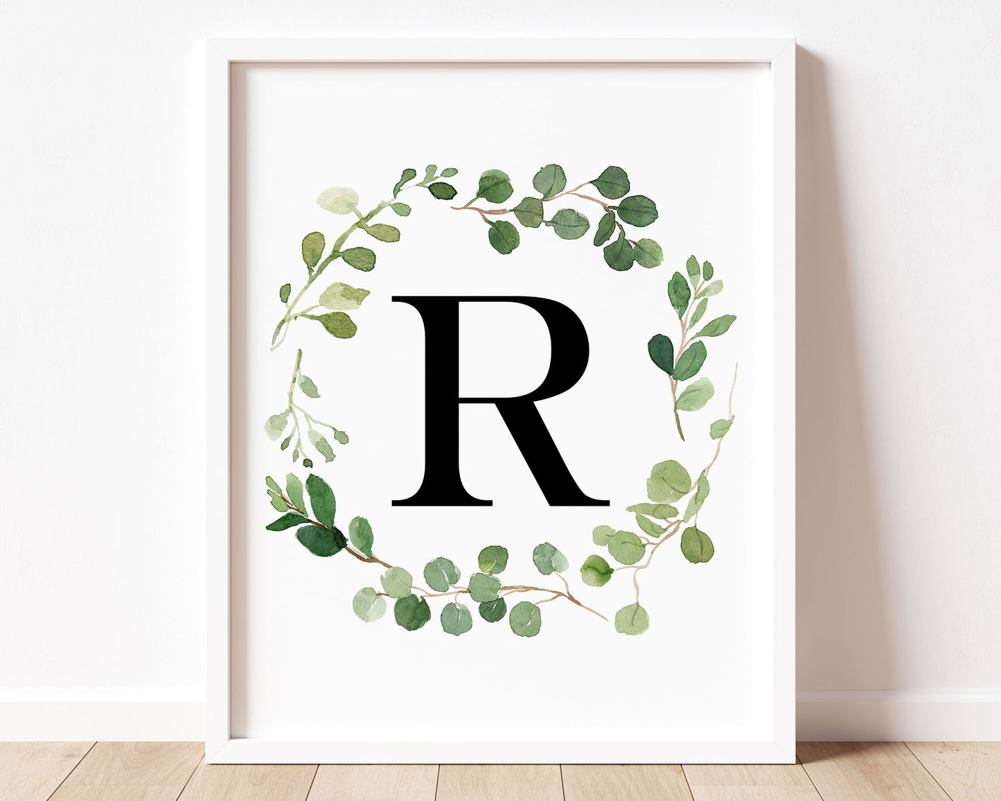 Greenery Letter R Printable Wall Art, Digital Download
