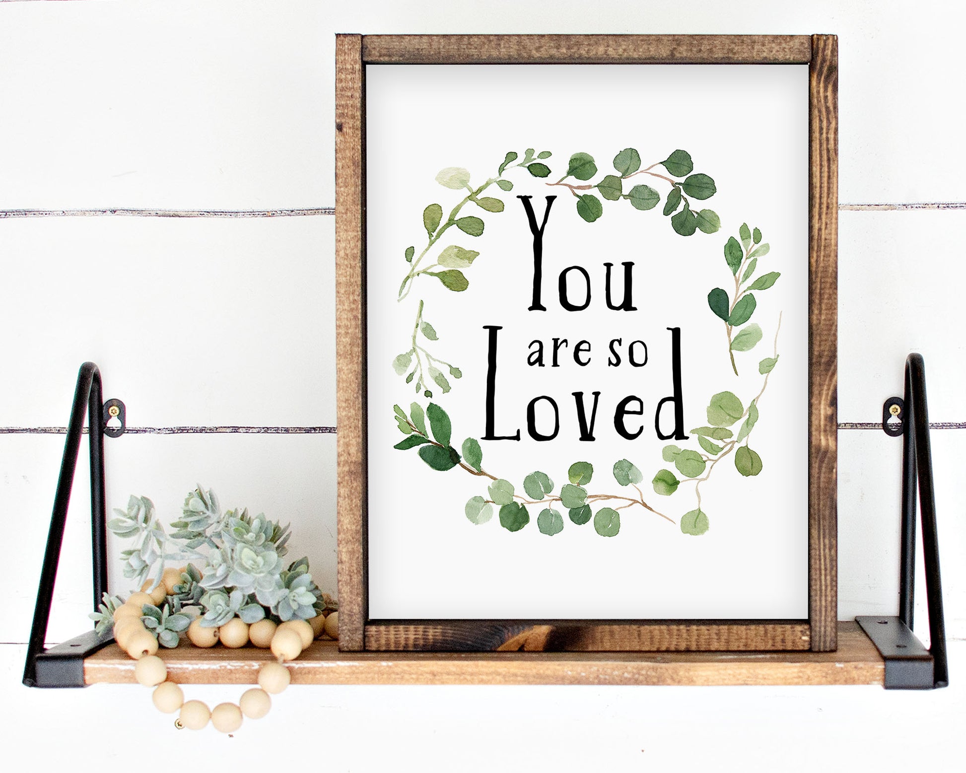 Watercolor Eucalyptus Greenery Wreath You Are So Loved Printable Wall Art. Great for Baby Boy or Baby Girl Nursery Decor or Kids Room Wall Hangings.