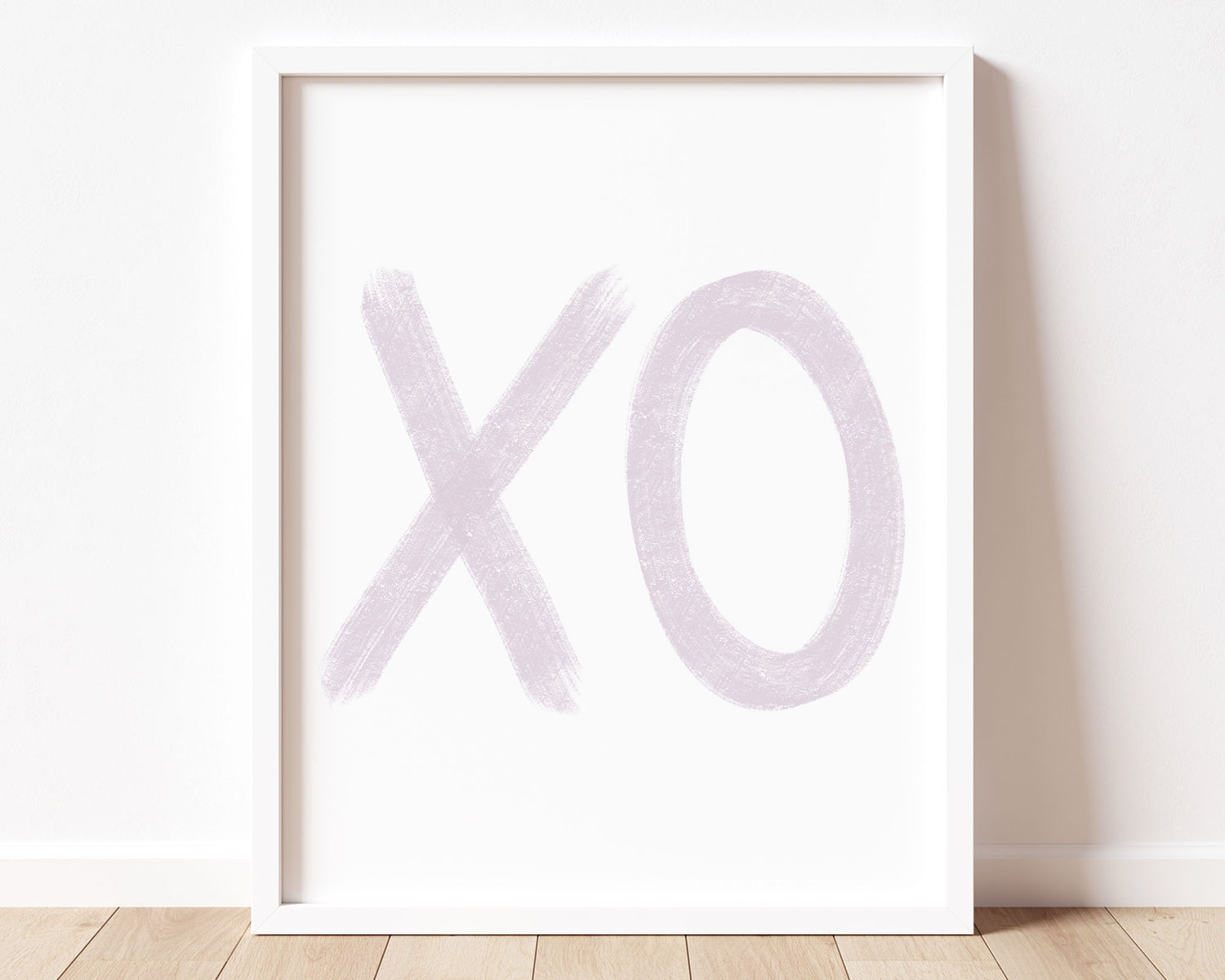 Soft pastel purple, lavender, lilac XO in chalky brushstroke illlustration style perfect for Baby Nursery Décor, Little Boys Bedroom Wall Art, Toddler Girls Room Wall Hangings, Kiddos Bathroom Wall Art and Childrens Playroom Décor.