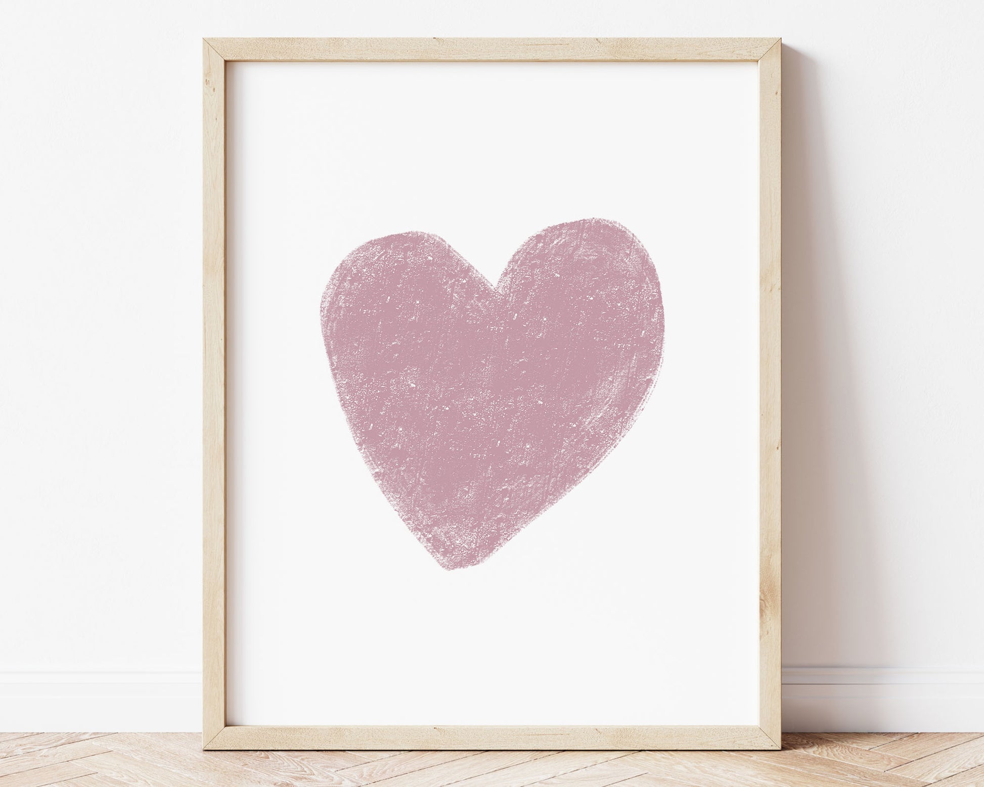 Mauve heart in chalky brushstroke illlustration style perfect for Baby Nursery Décor, Little Boys Bedroom Wall Art, Toddler Girls Room Wall Hangings, Kiddos Bathroom Wall Art and Childrens Playroom Décor.