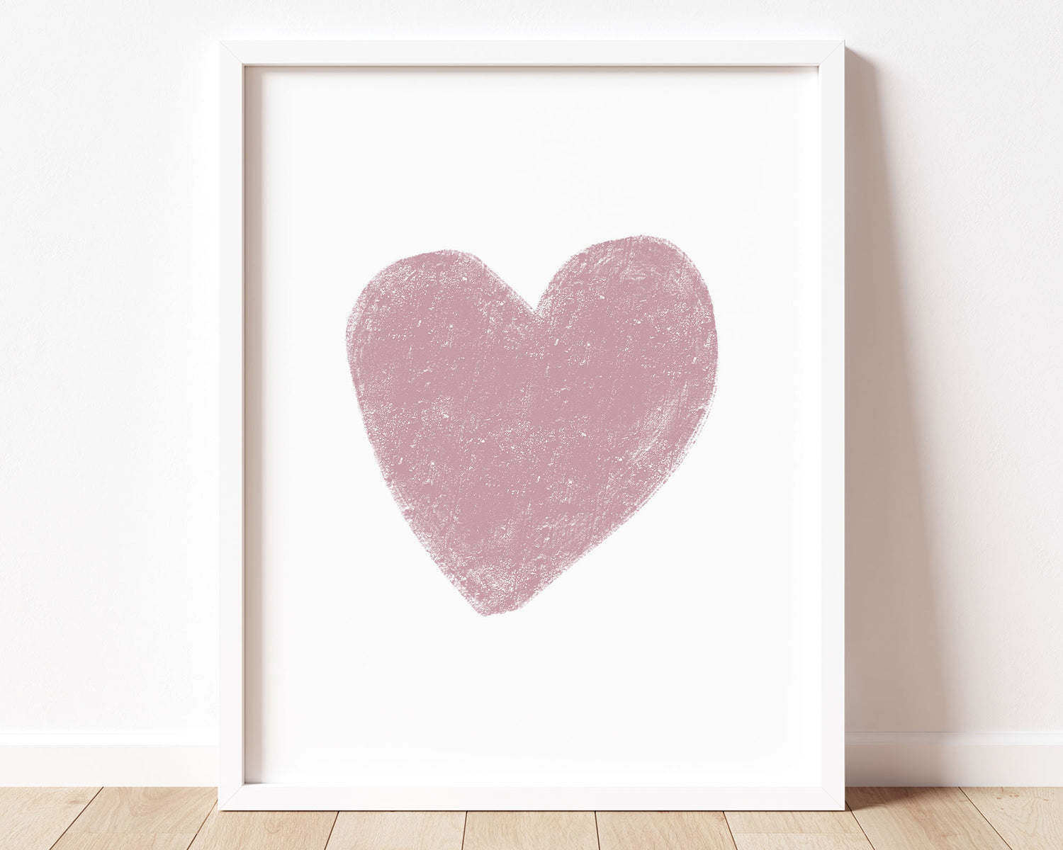 Mauve heart in chalky brushstroke illlustration style perfect for Baby Nursery Décor, Little Boys Bedroom Wall Art, Toddler Girls Room Wall Hangings, Kiddos Bathroom Wall Art and Childrens Playroom Décor.