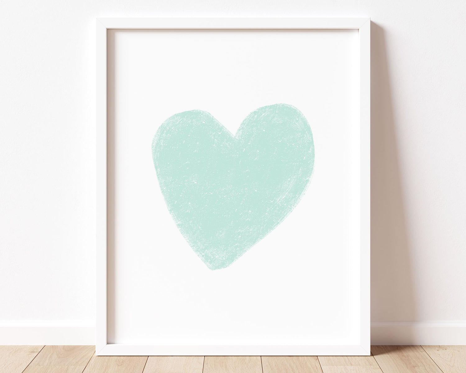 Mint green heart in chalky brushstroke illlustration style perfect for Baby Nursery Décor, Little Boys Bedroom Wall Art, Toddler Girls Room Wall Hangings, Kiddos Bathroom Wall Art and Childrens Playroom Décor.