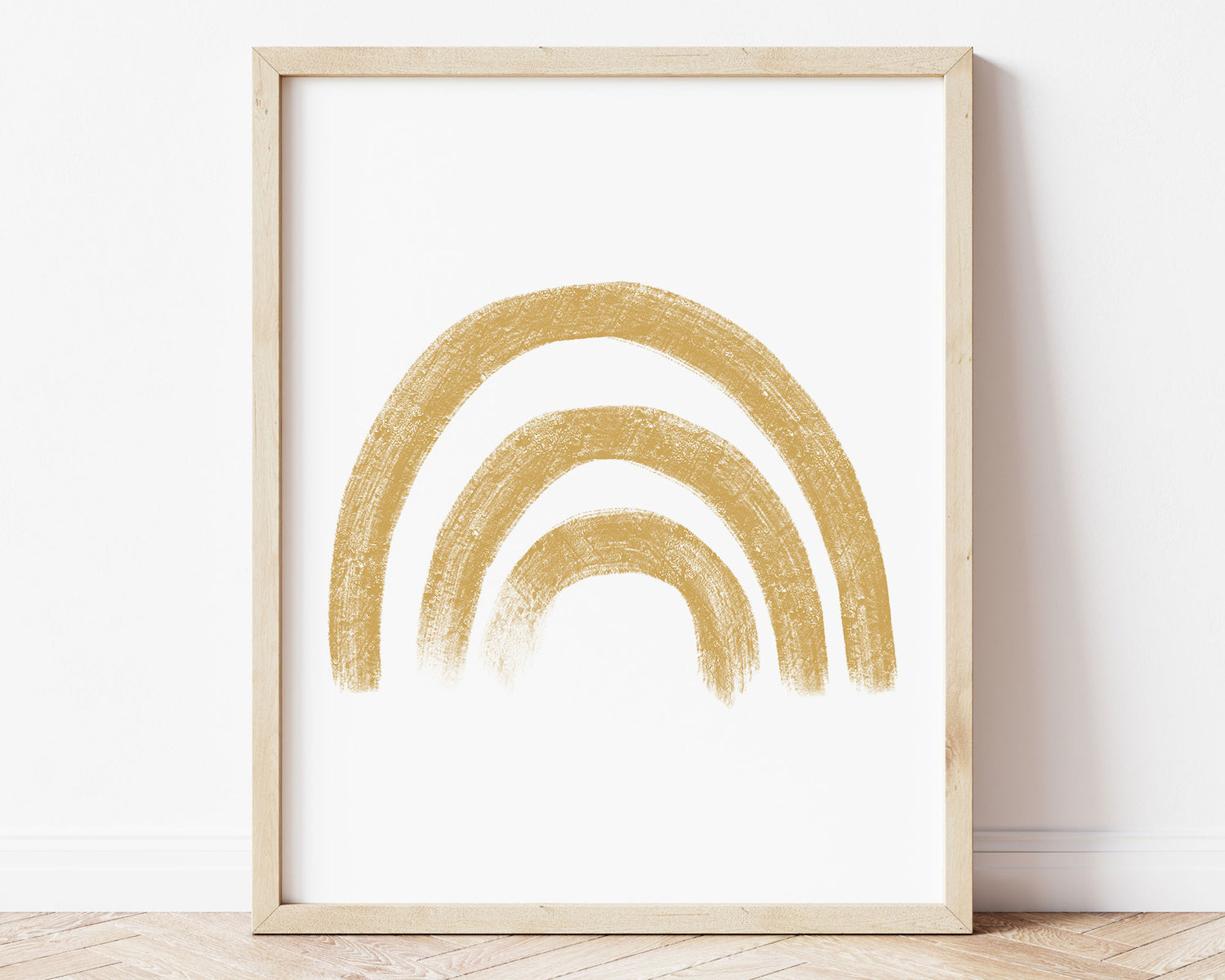 Mustard yellow rainbow in chalky brushstroke illlustration style perfect for Baby Nursery Décor, Little Boys Bedroom Wall Art, Toddler Girls Room Wall Hangings, Kiddos Bathroom Wall Art and Childrens Playroom Décor.