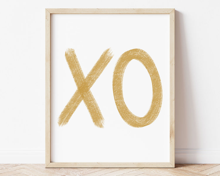 Mustard yellow XO in chalky brushstroke illlustration style perfect for Baby Nursery Décor, Little Boys Bedroom Wall Art, Toddler Girls Room Wall Hangings, Kiddos Bathroom Wall Art and Childrens Playroom Décor.