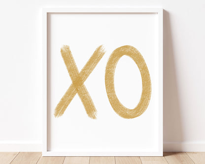 Mustard yellow XO in chalky brushstroke illlustration style perfect for Baby Nursery Décor, Little Boys Bedroom Wall Art, Toddler Girls Room Wall Hangings, Kiddos Bathroom Wall Art and Childrens Playroom Décor.