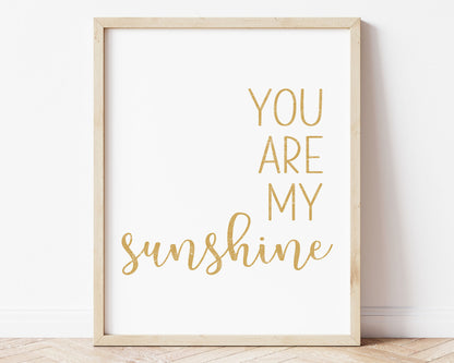 Mustard yellow You Are My Sunshine in textured lettering perfect for Baby Nursery Décor, Little Boys Bedroom Wall Art, Toddler Girls Room Wall Hangings, Kiddos Bathroom Wall Art and Childrens Playroom Décor.