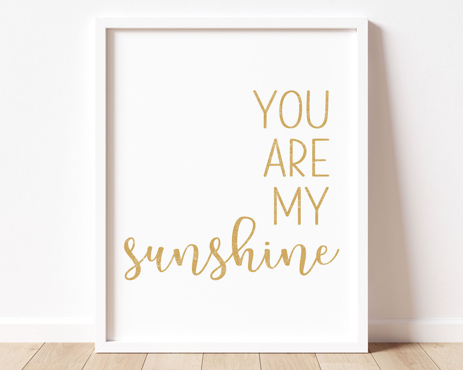 Mustard yellow You Are My Sunshine in textured lettering perfect for Baby Nursery Décor, Little Boys Bedroom Wall Art, Toddler Girls Room Wall Hangings, Kiddos Bathroom Wall Art and Childrens Playroom Décor.