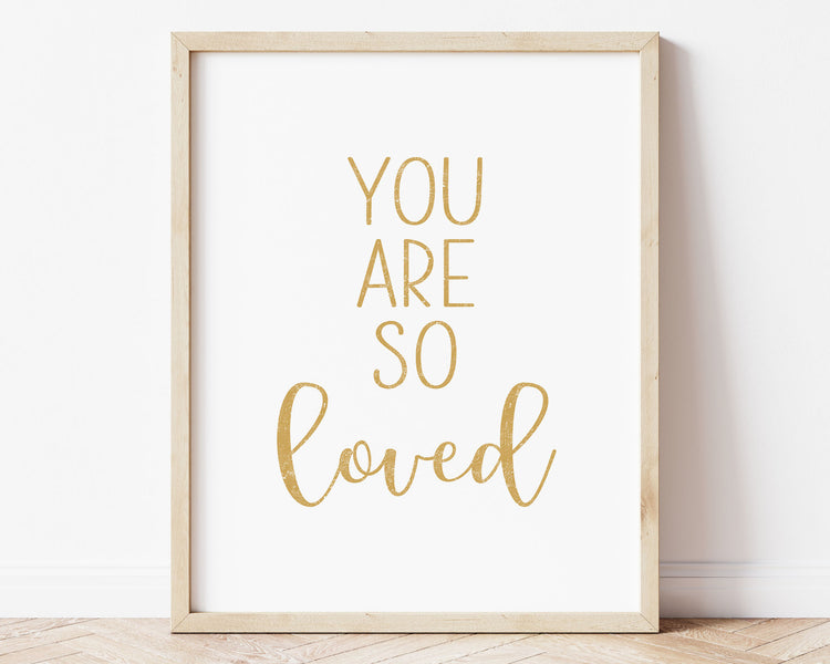 Mustard yellow You Are So Loved in textured lettering perfect for Baby Nursery Décor, Little Boys Bedroom Wall Art, Toddler Girls Room Wall Hangings, Kiddos Bathroom Wall Art and Childrens Playroom Décor.