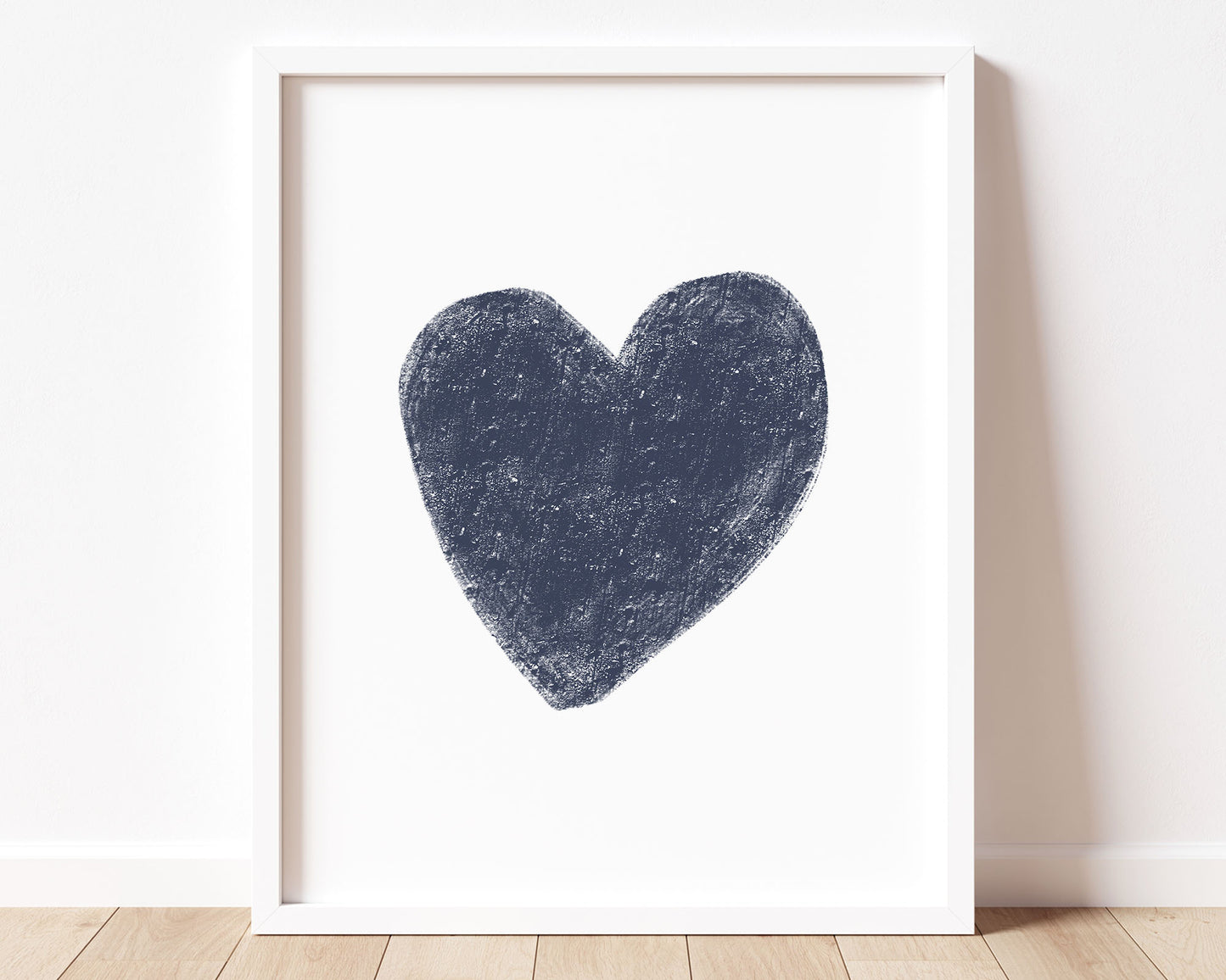 Navy blue heart in chalky brushstroke illlustration style perfect for Baby Nursery Décor, Little Boys Bedroom Wall Art, Toddler Girls Room Wall Hangings, Kiddos Bathroom Wall Art and Childrens Playroom Décor.