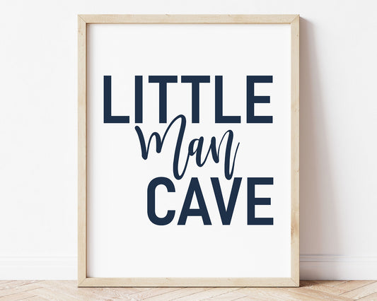 Navy Blue Little Man Cave Printable Wall Art, Boy Downloadable Wall Art Print