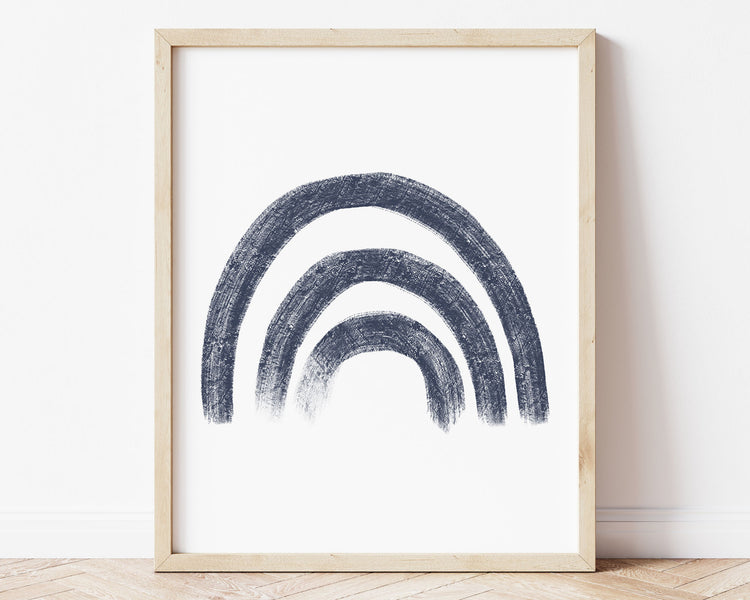 Navy blue rainbow in chalky brushstroke illlustration style perfect for Baby Nursery Décor, Little Boys Bedroom Wall Art, Toddler Girls Room Wall Hangings, Kiddos Bathroom Wall Art and Childrens Playroom Décor.