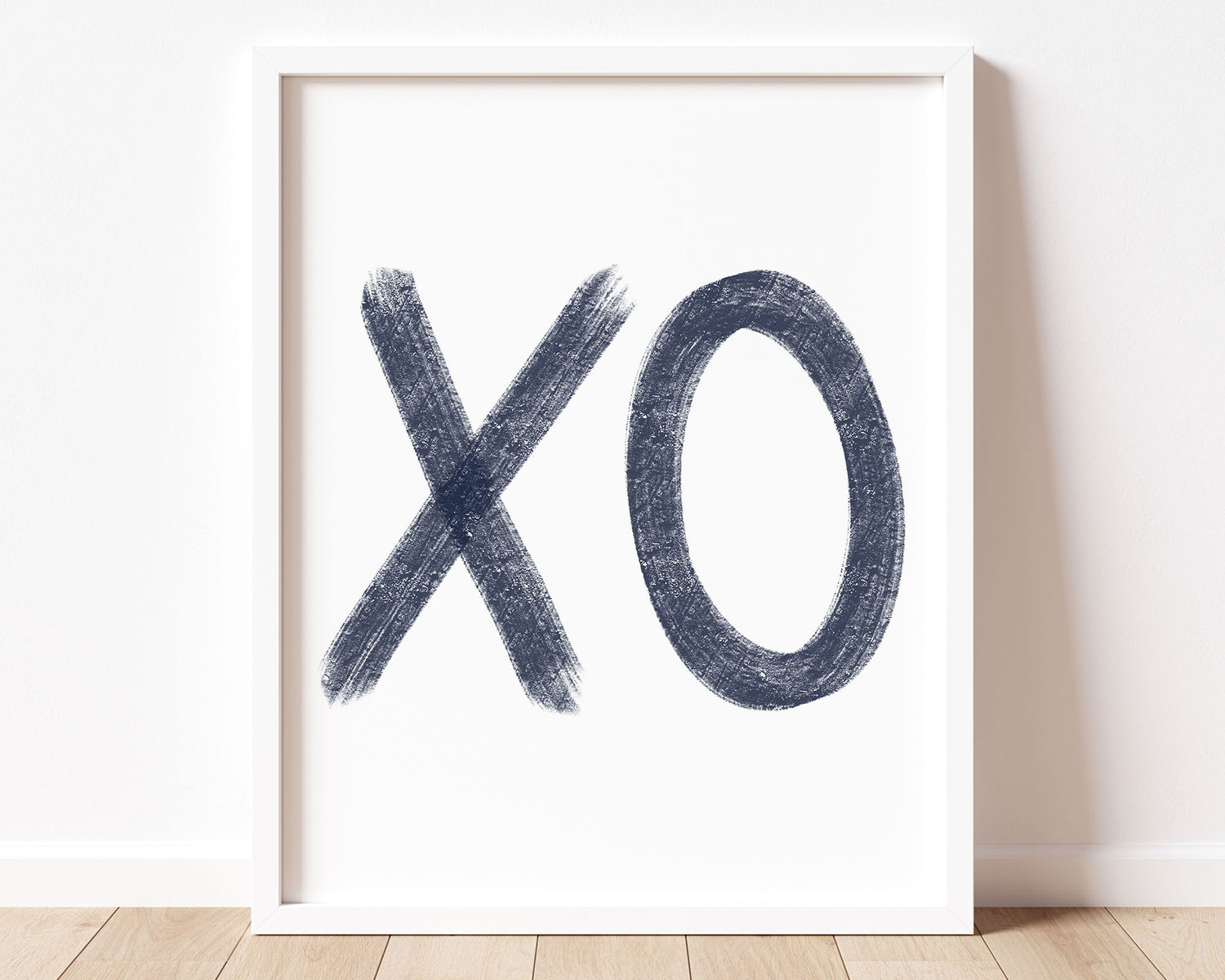 Navy blue XO in chalky brushstroke illlustration style perfect for Baby Nursery Décor, Little Boys Bedroom Wall Art, Toddler Girls Room Wall Hangings, Kiddos Bathroom Wall Art and Childrens Playroom Décor.
