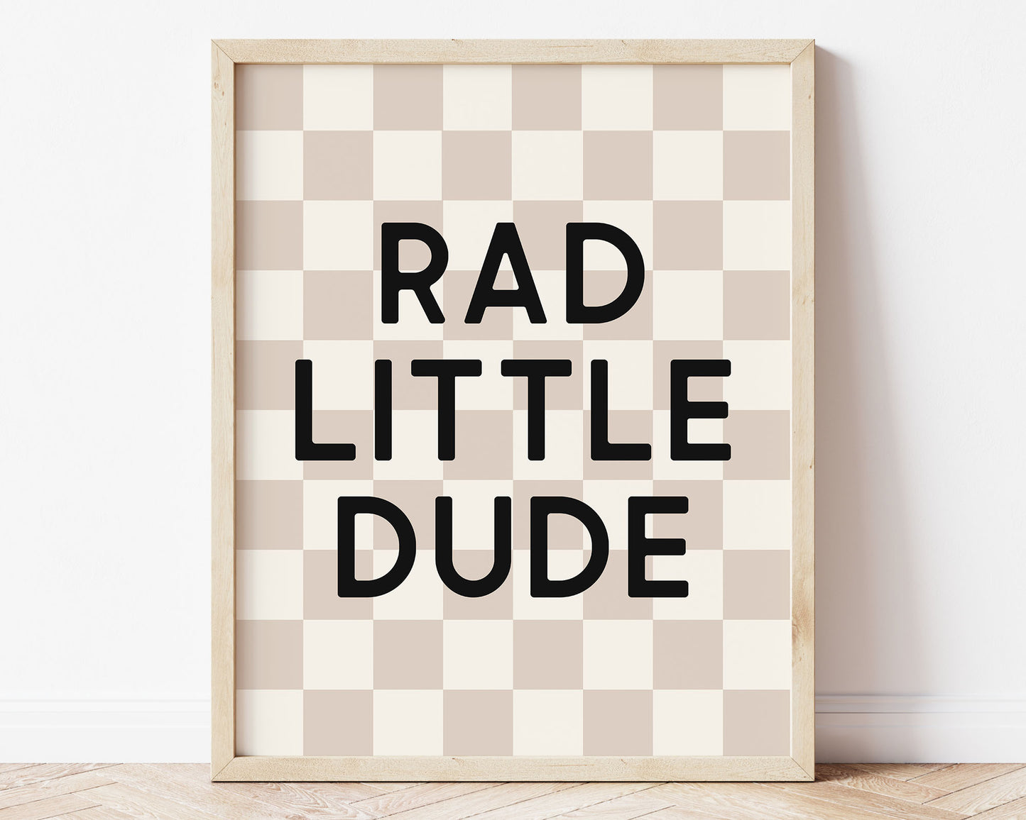 Rad Little Dude Printable Wall Art, Sage Green Checker Downloadable Print