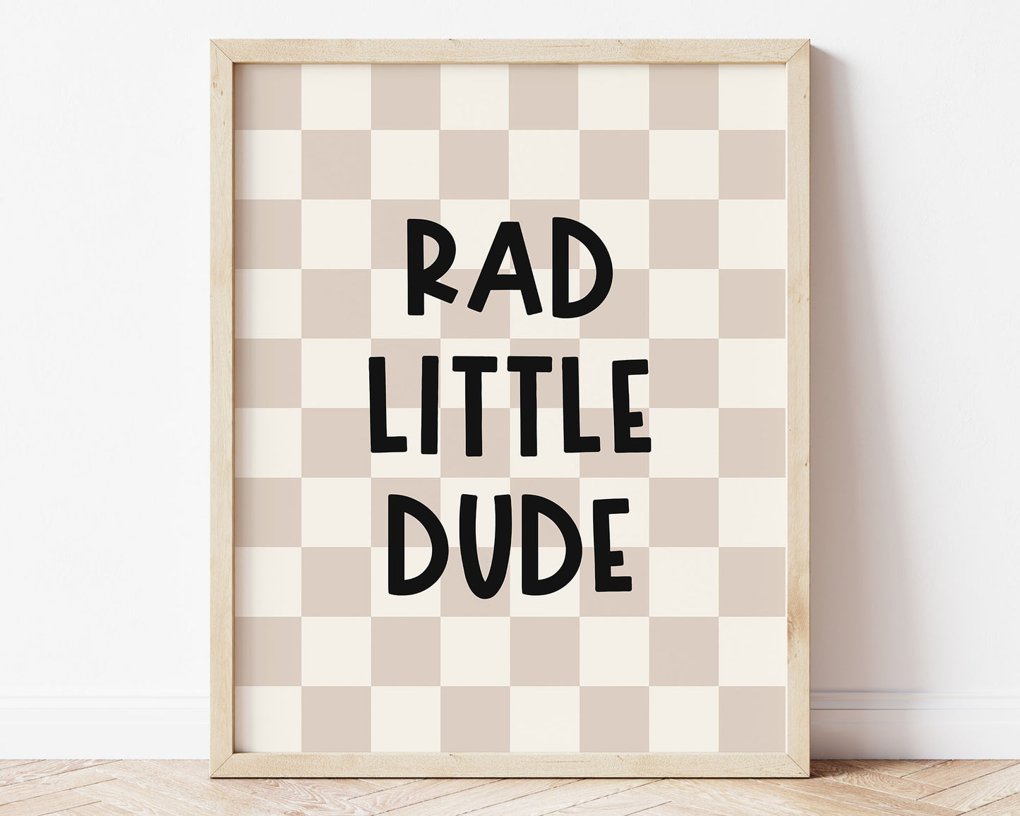 Rad Little Dude Printable Wall Art, Sage Green Checker Digital Print