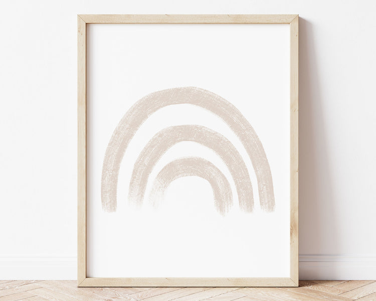 Neutral tan rainbow in chalky brushstroke illlustration style perfect for Baby Nursery Décor, Little Boys Bedroom Wall Art, Toddler Girls Room Wall Hangings, Kiddos Bathroom Wall Art and Childrens Playroom Décor.
