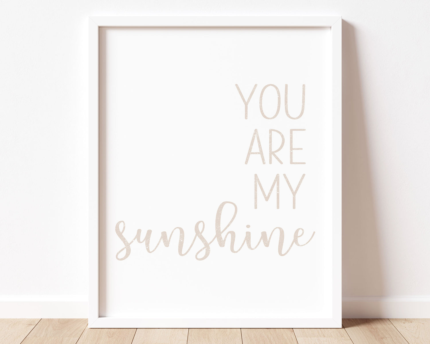 Neutral tan You Are My Sunshine in textured lettering perfect for Baby Nursery Décor, Little Boys Bedroom Wall Art, Toddler Girls Room Wall Hangings, Kiddos Bathroom Wall Art and Childrens Playroom Décor.