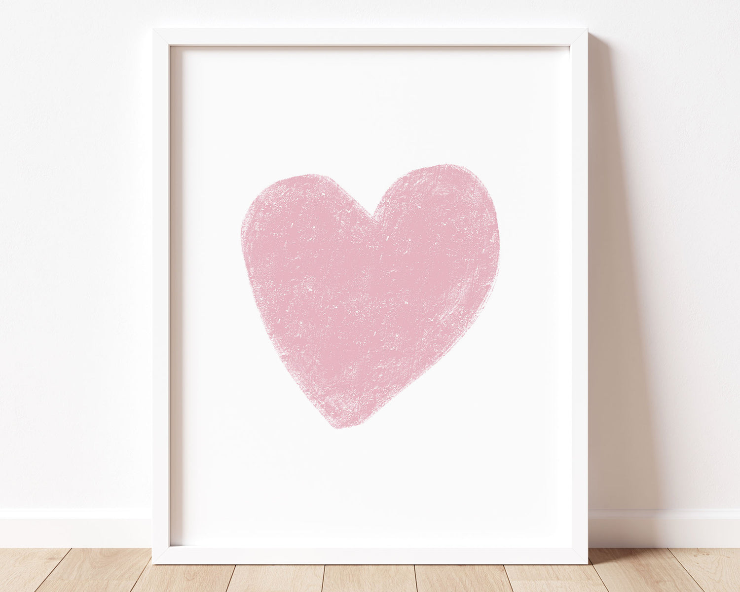 Pink heart in chalky brushstroke illlustration style perfect for Baby Nursery Décor, Little Boys Bedroom Wall Art, Toddler Girls Room Wall Hangings, Kiddos Bathroom Wall Art and Childrens Playroom Décor.