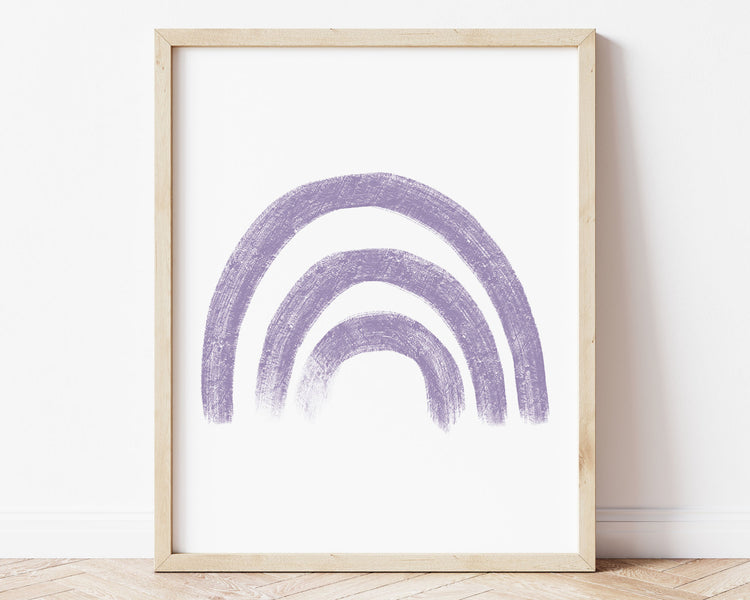 Purple rainbow in chalky brushstroke illlustration style perfect for Baby Nursery Décor, Little Boys Bedroom Wall Art, Toddler Girls Room Wall Hangings, Kiddos Bathroom Wall Art and Childrens Playroom Décor.