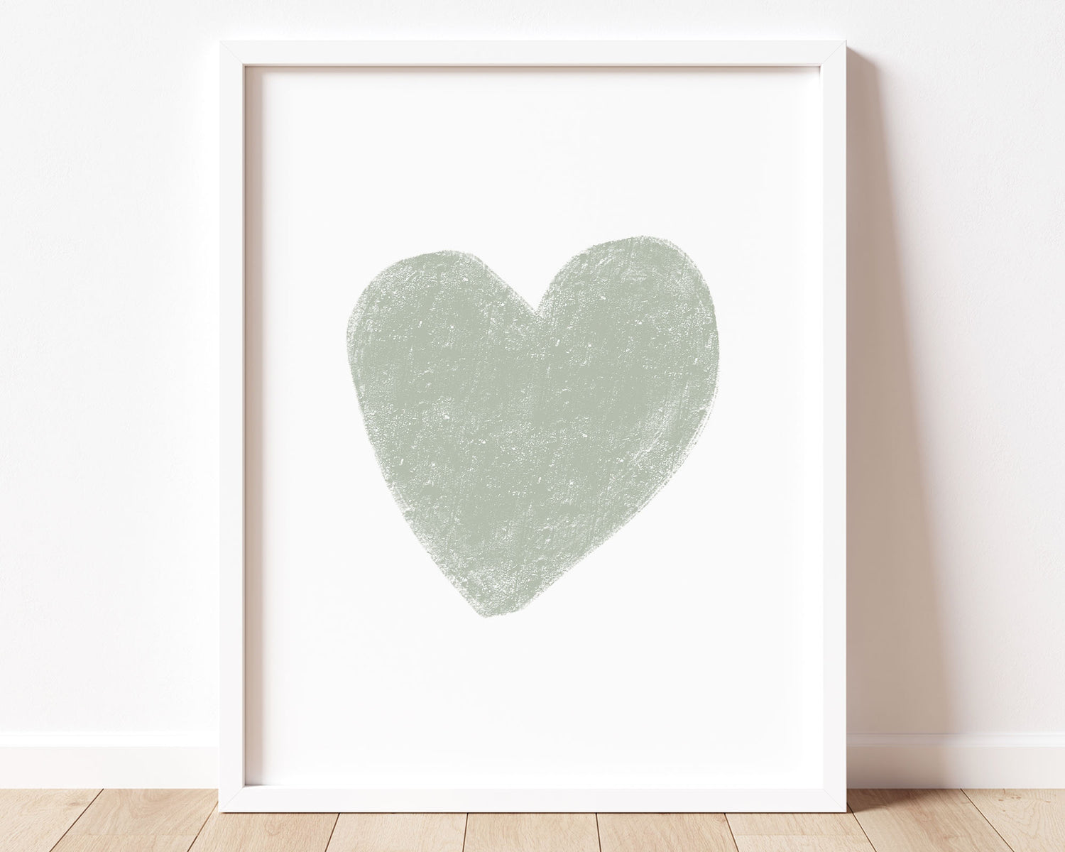 Sage green heart in chalky brushstroke illlustration style perfect for Baby Nursery Décor, Little Boys Bedroom Wall Art, Toddler Girls Room Wall Hangings, Kiddos Bathroom Wall Art and Childrens Playroom Décor.